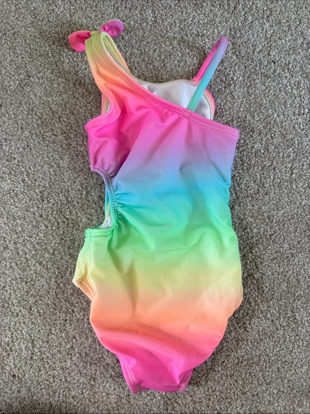 NWOT Girls 18 month One-Shoulder Rainbow Ombre Cutout Swimsuit